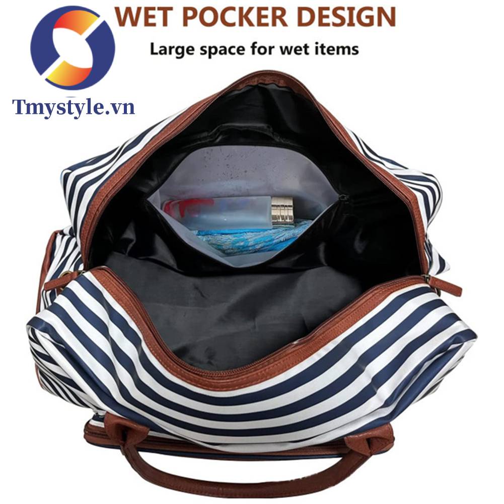 Túi Xách Canvas Cỡ Lớn Có Ngăn Đựng Đồ Khô / Ướt Tiện Dụng Cho Nam Và Nữ