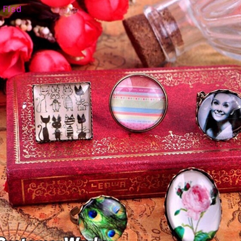 Bộ 64 Món Khay Làm Trang Sức Đế Tròn / Oval Bằng Thủy Tinh DIY