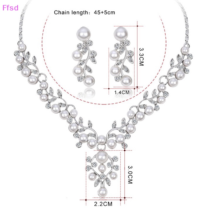 Bộ Vòng cổ + Bông Tai Ngắn Đính Ngọc Trai Giả Thời Trang Dự Tiệc