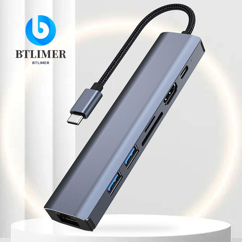 BTLIMER Bộ Chia Cổng Mạng 7 Trong 1 Gigabit RJ45 Ethernet Type-C