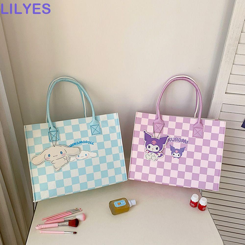 LILYES Túi Xách Tay Đựng Mỹ Phẩm Sức Chứa Lớn Họa Tiết Hoạt Hình Kuromi Melody Dễ Thương