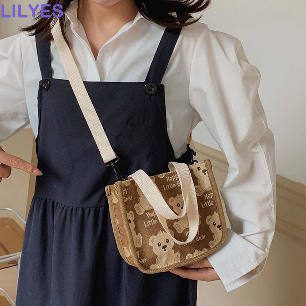 LILYES Túi Xách Du Lịch Đeo Vai Hình Vuông Hoạ Tiết Hoạt Hình Xinh Xắn Dành Cho Nữ