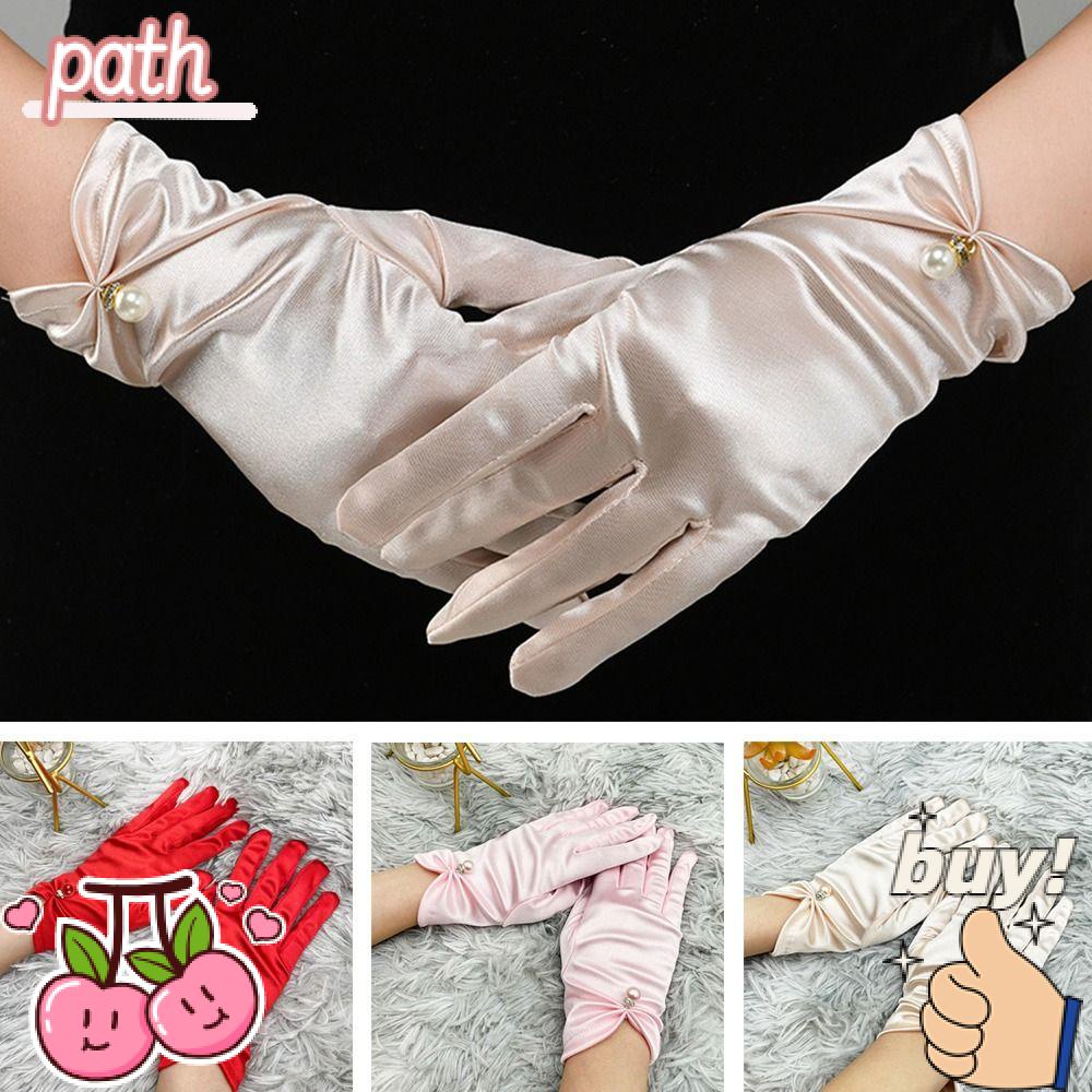 PATH Găng Tay Satin Phụ Kiện Hóa Trang Dự Tiệc