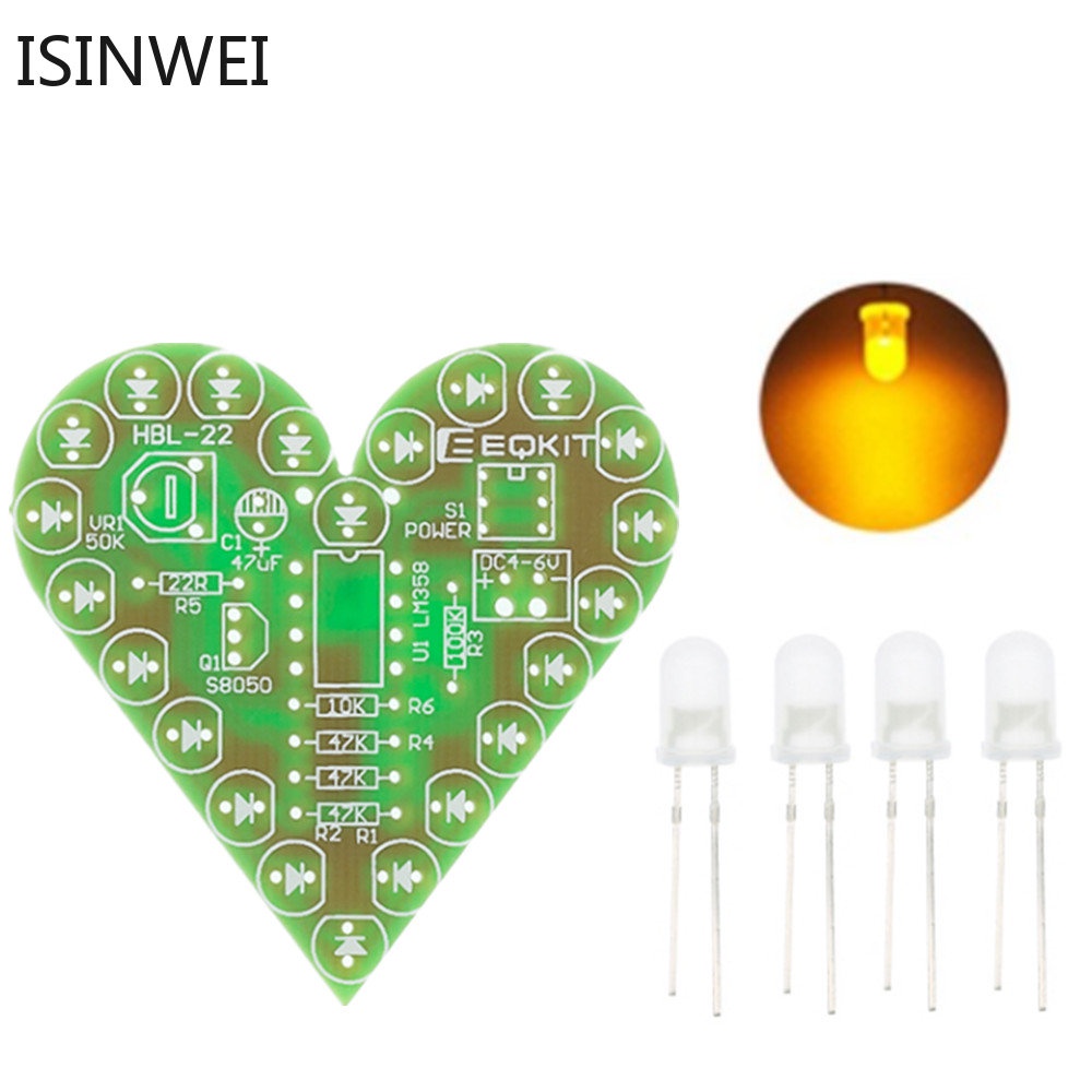 Bộ Đèn LED Hình Trái Tim Thoáng Khí Màu Đỏ Trắng Xanh Dương Xanh Lá Điện Tử Cho Phòng Thí Nghiệm