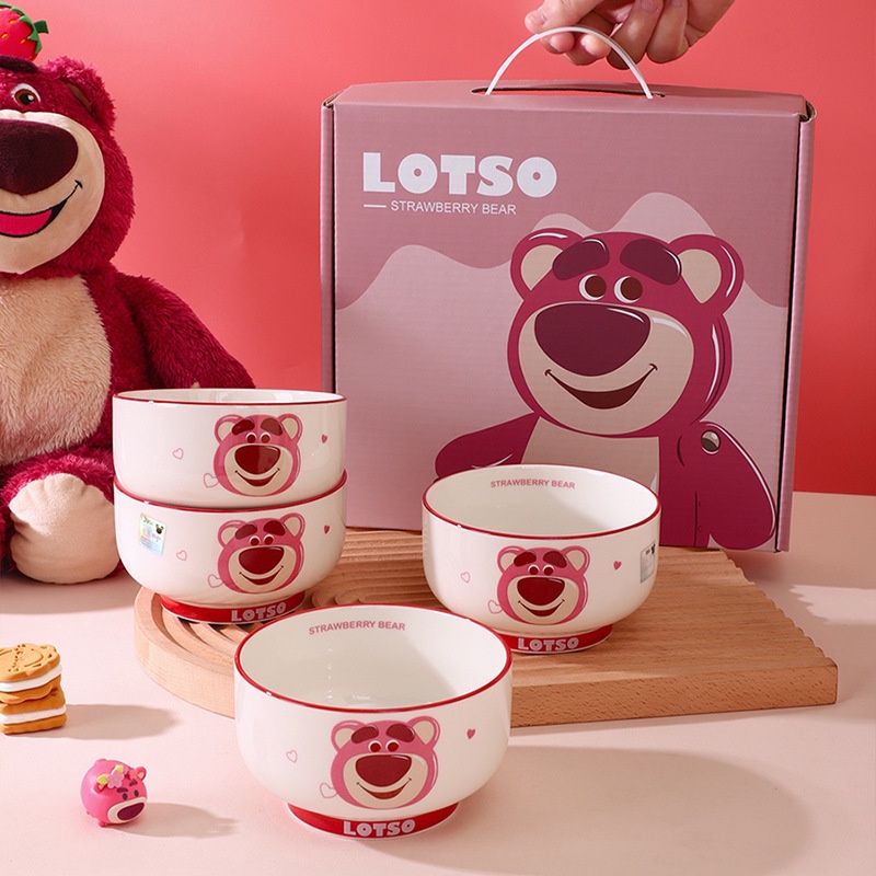 Hàng Mới Về Bộ 4 Bát Gốm Ăn Cơm / Súp / Dâu Tây / Gấu POOH / Chuột MICKEY Dễ Thương Graby2023 Làm Quà Tặng Cho Bé