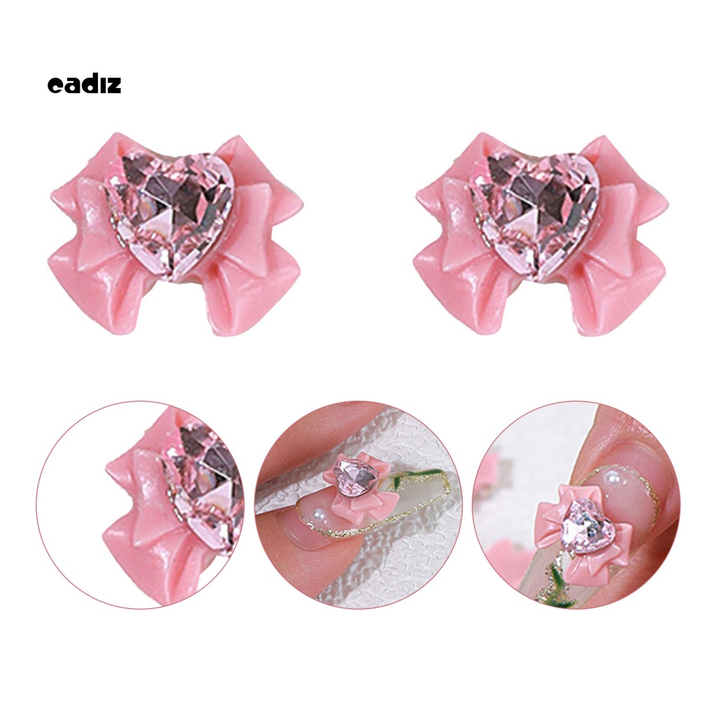 Bộ 40 Phụ Kiện Đá Hình Nơ / Trái Tim 3D Lấp Lánh Trang Trí Móng Nghệ Thuật