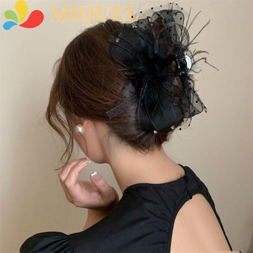 MIQUEL Nơ Kẹp Tóc Càng Cua Bằng Nhựa Acrylic Chấm Bi Kích Thước Lớn