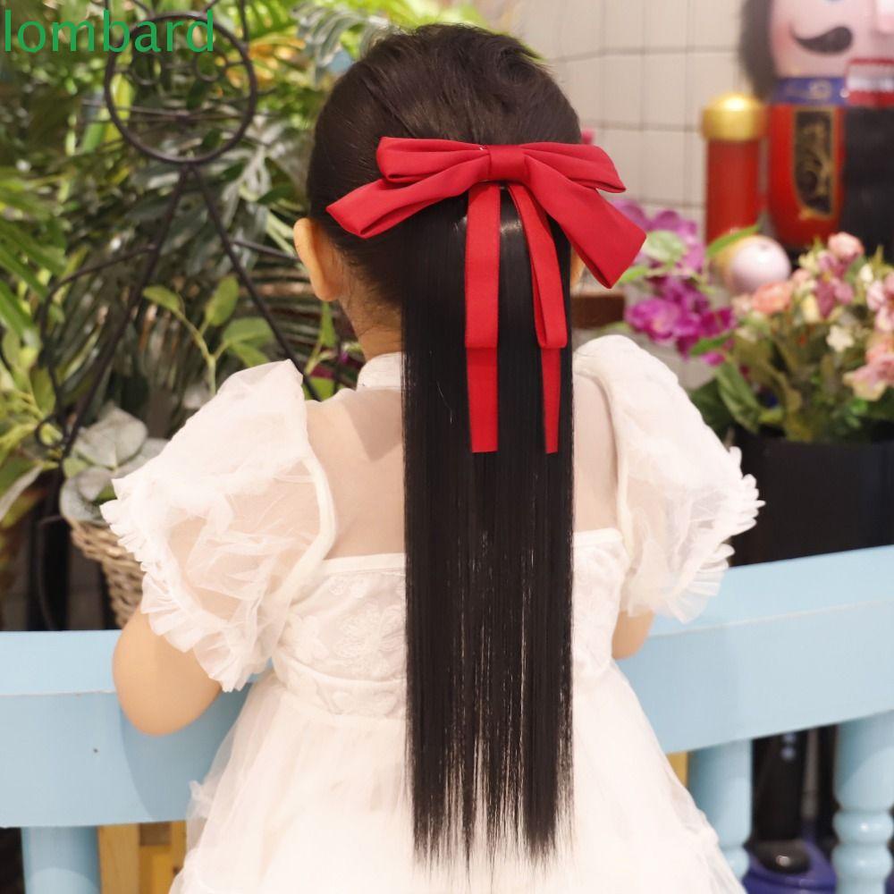 LOMBARD Dây Buộc Tóc Đuôi Ngựa Thẳng Dài Mềm Chịu Nhiệt Dễ Thương Chất Lượng Cao Làm Phụ Kiện Chụp Ảnh Cho Bé Gái