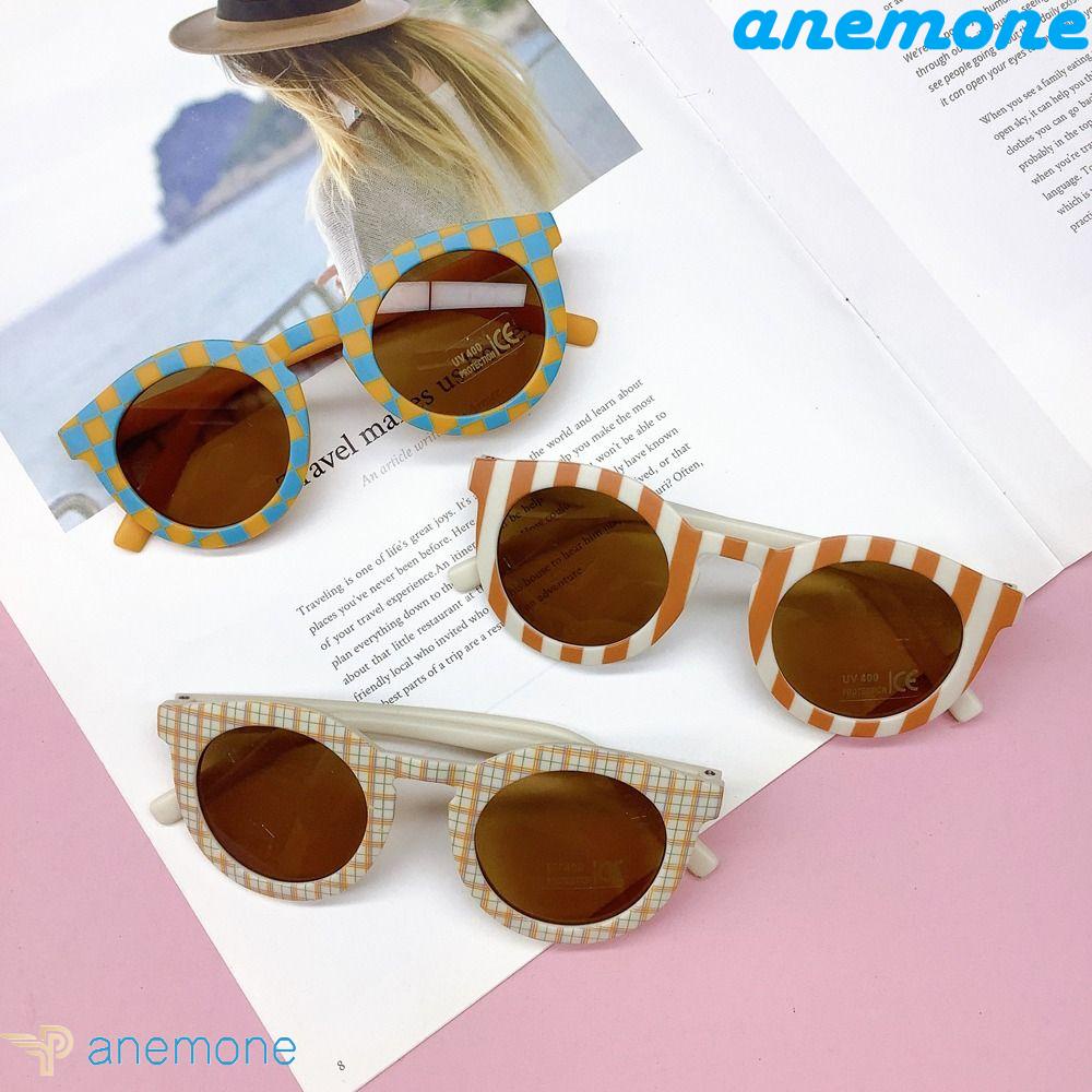 ANEMONE Kính Mát Kẻ Sọc Caro Chống Tia UV Phong Cách Hàn Quốc Dễ Thương Cho Bé