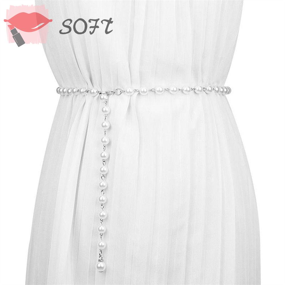 SOFTNESS Thắt Lưng Dây Xích Màu Trắng Dễ Phối Đồ Thời Trang Cho Nữ