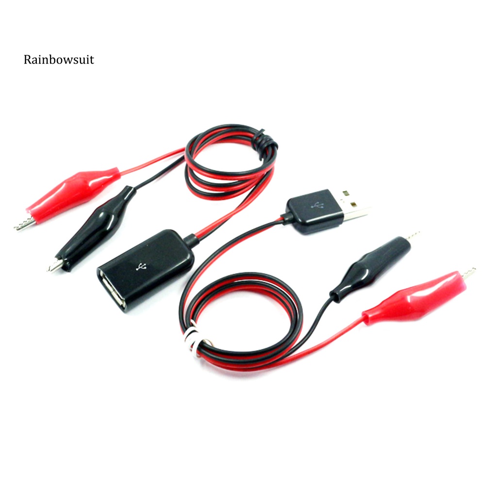 Set 2 Dây Cáp USB Đầu Đực / Cái Kẹp Cá Sấu Kiểm Tra Vôn Kế