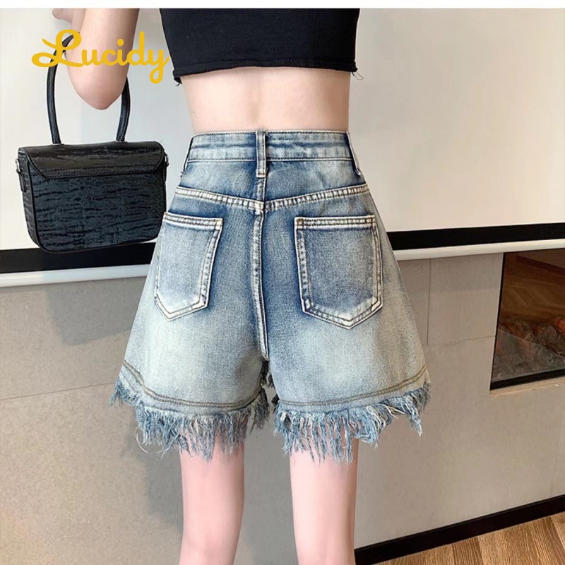 Lucidy quần đùi nữ quần short nữ jean Miễn phí mùa hè nổ lỏng lẻo mỏng A94L033