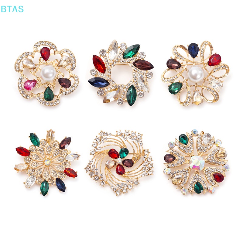 Ghim Cài Áo Hình Hoa Đính Đá Nhiều Màu Sắc Phong Cách Hàn Quốc Cho Nữ