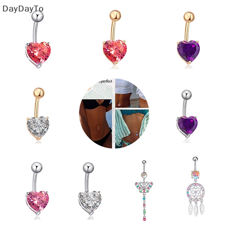 Khuyên Rốn Đính Đá Zircon Hình Trái Tim Thời Trang Cho Nữ