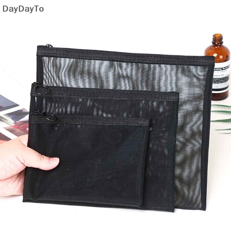 1 Túi Lưới Đựng Mỹ Phẩm / Đồ Trang Điểm Trong Suốt Chấm Bi Có Khóa Kéo Tiện Dụng Cho Nữ