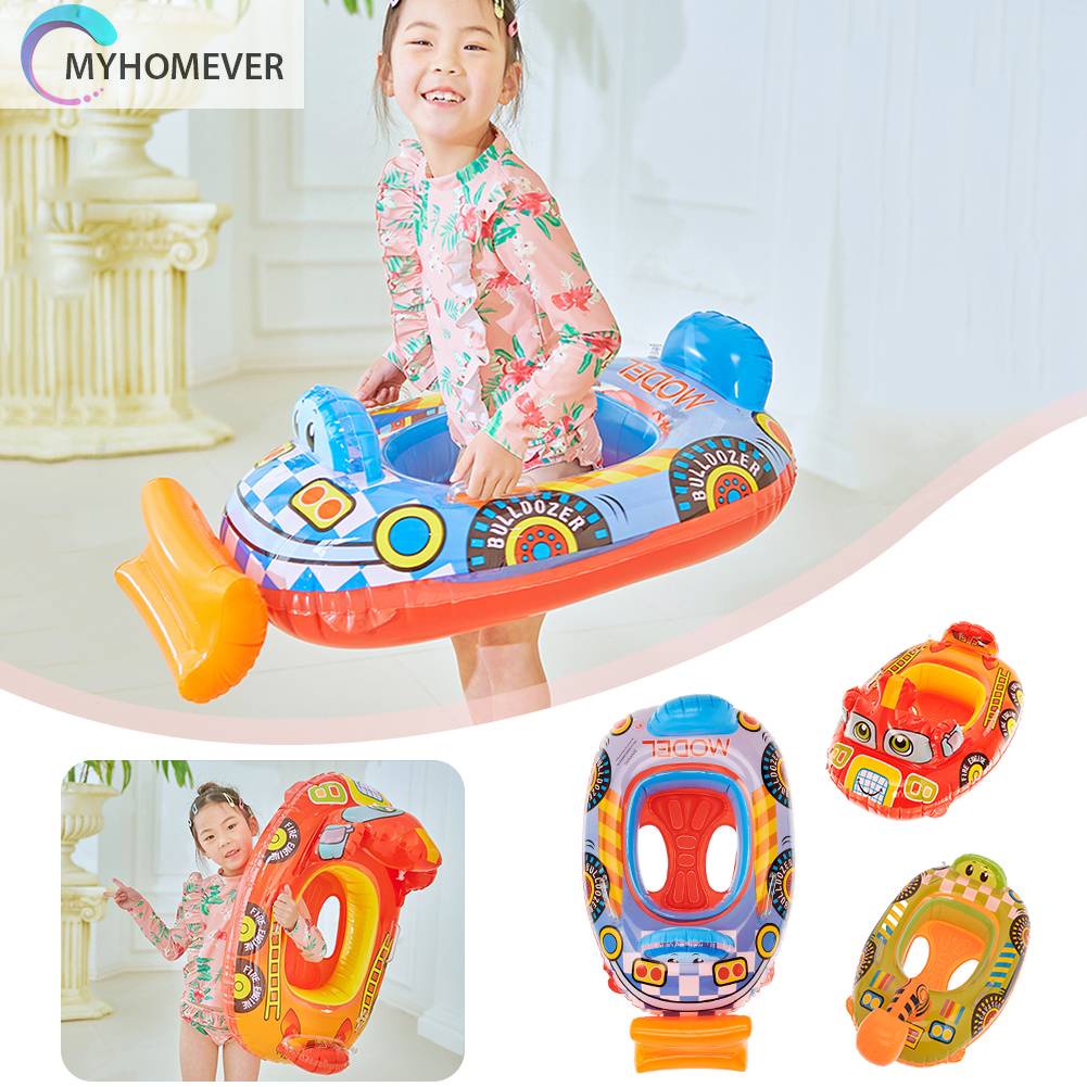 Phao Bơi PVC Hình Tròn In Họa Tiết Hoạt Hình Dễ Thương Tiện Dụng Cho Bé