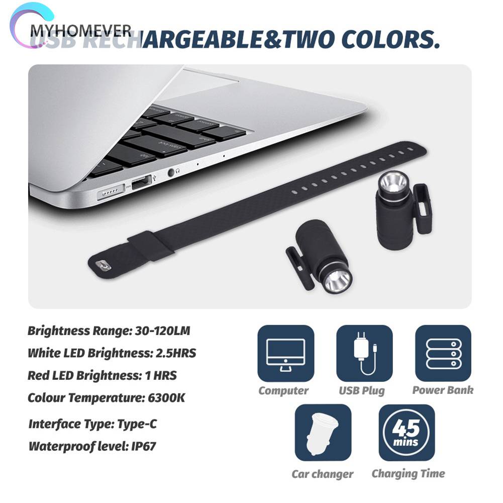 Vòng Tay Đèn Cắm Trại Chống Nước 200LM Type-C USB 230mAh