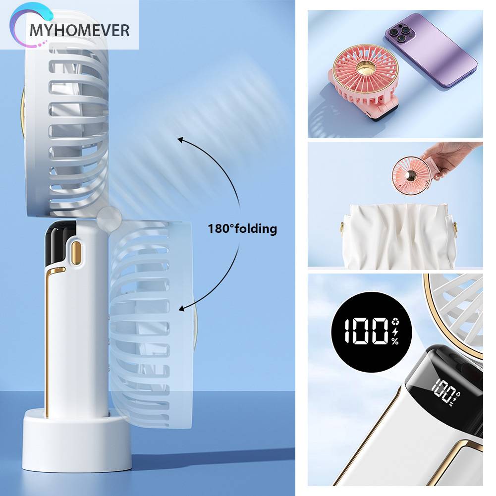 Quạt Cầm Tay Mini Có Thể Gấp Lại Với Màn Hình Kỹ Thuật Số Để