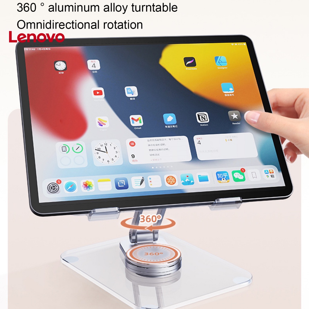 Giá Đỡ Máy Tính Bảng Trong Suốt Không Trượt Xoay 360 Độ Hình Hoa Hướng Dương