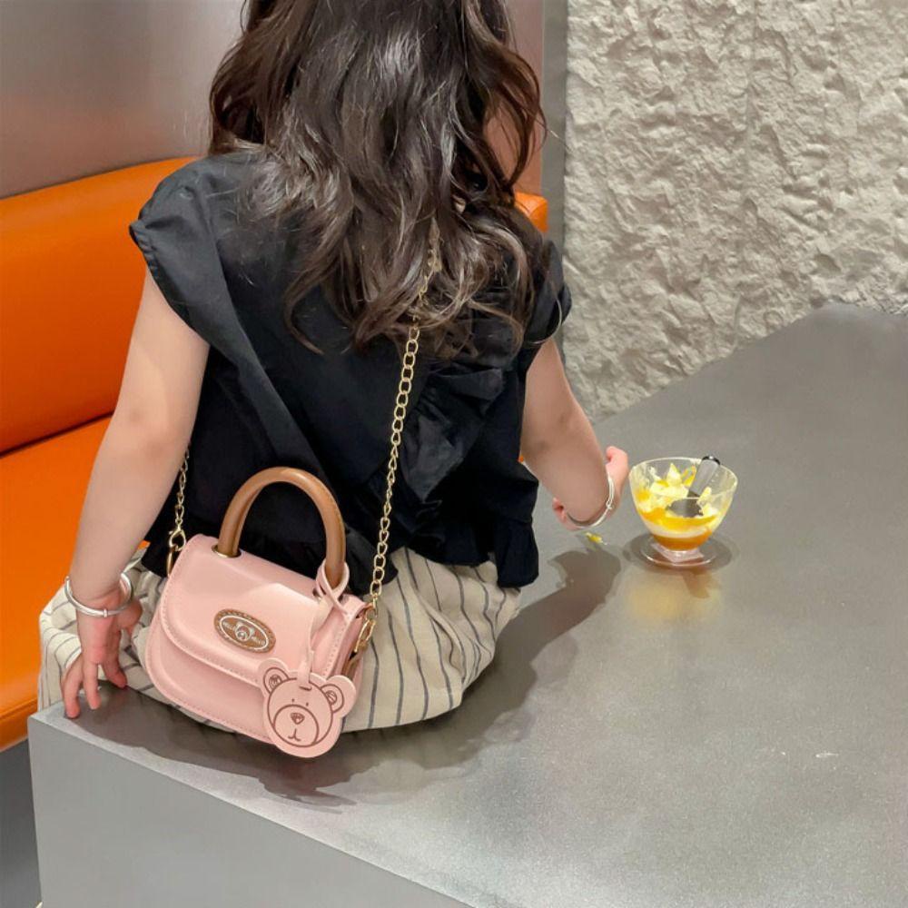 MIQUEL Túi Đeo Chéo Vai Hình Yên Ngựa Gấu Có Dây Xích Đeo Chéo Phong Cách Hàn Quốc Cho Trẻ Em