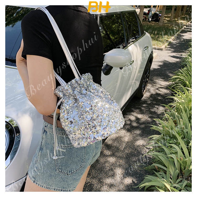 Túi Xách Đeo Chéo Một Bên Vai Đính Kim Sa Di Động Thời Trang Hàn Quốc Mới 2023 Cho Nữ