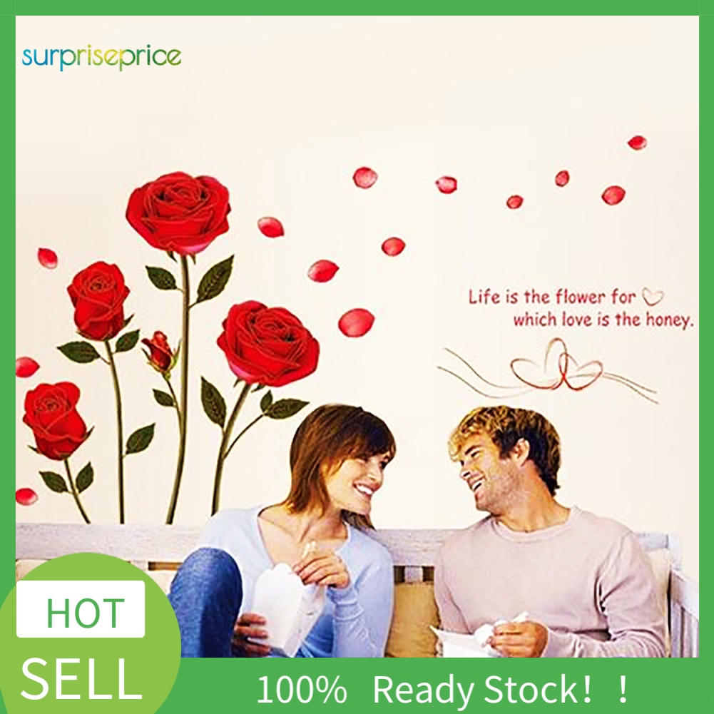 Miếng Dán Tường Trang Trí Hình Hoa Hồng DIY