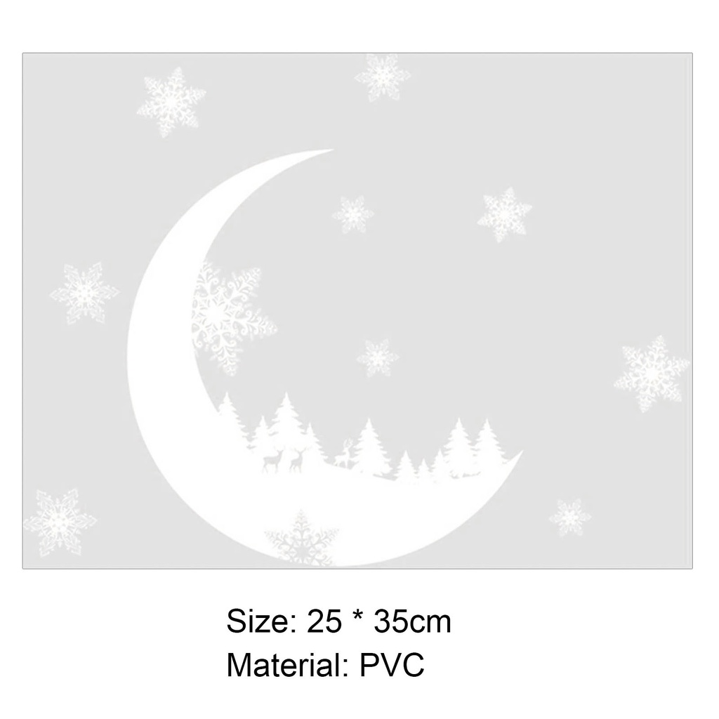 (Bất Ngờ) Hình Dán Tường Chủ Đề Giáng Sinh Lãng Mạn Không Thấm Nước Bông Tuyết Mặt Trăng Trang Trí Nhà Cửa