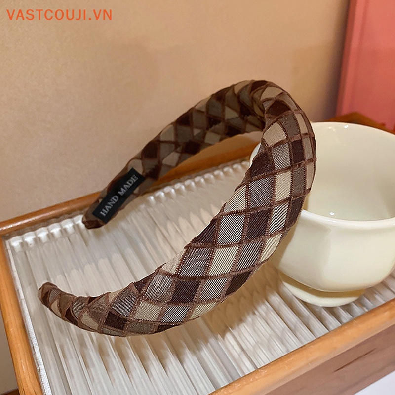 Băng Đô Cài Tóc Bằng Vải Kẻ Sọc Caro Thời Trang Dành Cho Nữ