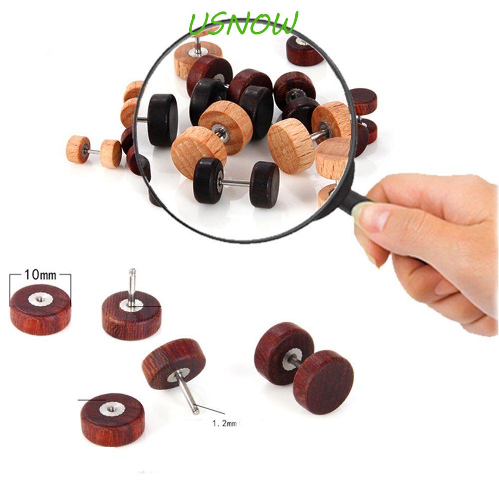 USNOW 1 Đôi Khuyên Tai Quả Tạ Bằng Thép Không Gỉ Và Gỗ Tự Nhiên
