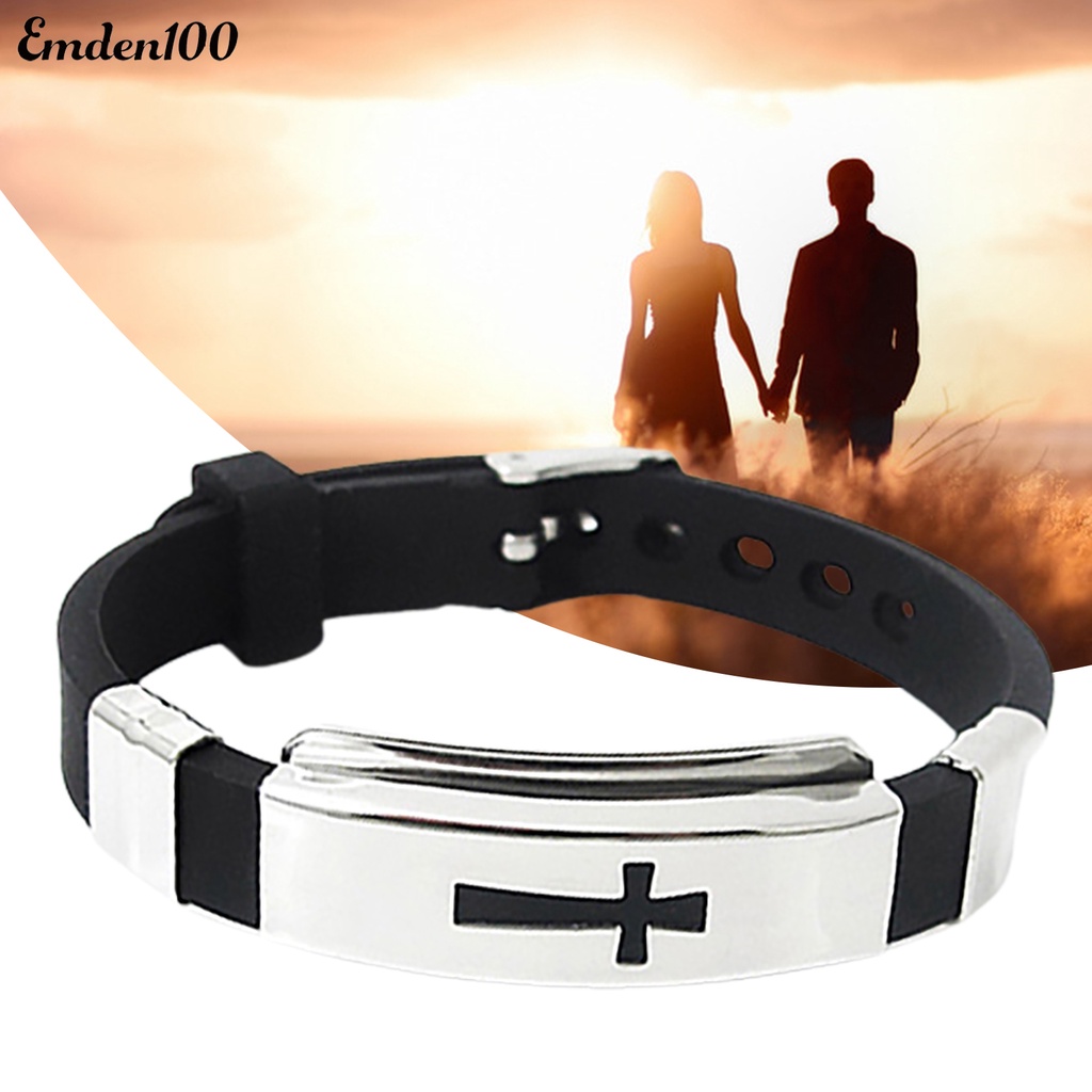 Vòng Đeo Tay Bằng Thép Không Gỉ Họa Tiết Thánh Giá Dành Cho Nam Và Nữ