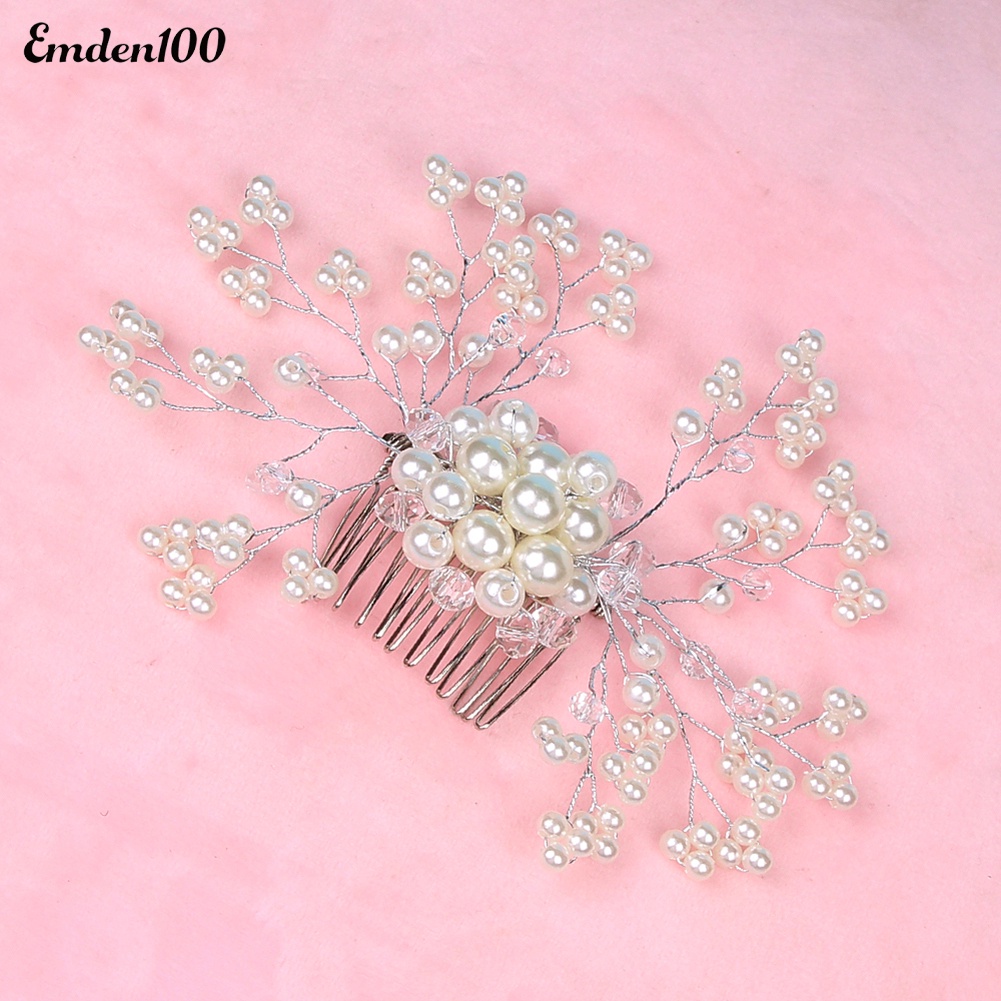 Lược Cài Tóc Đính Ngọc Trai Sang Trọng Cho Cô Dâu