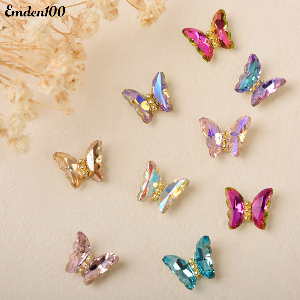 Bộ 10 Phụ Kiện Trang Trí Móng Tay Hình Bướm 3D Sang Trọng
