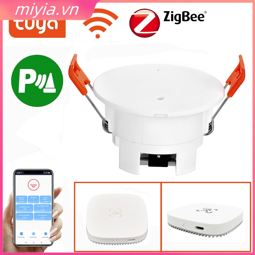 Tuya Zigbee 3.0 Mmwave Cảm biến chuyển động hiện diện của con người với phát hiện khoảng cách độ sáng Cảm biến Pir cơ thể con người được kết nối với cổng miyia