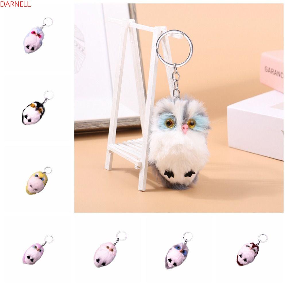 DARNELL Móc Khóa Hình Cú Mèo Phủ Lông Xù Mini Dễ Thương Dùng Trang Trí Ba Lô