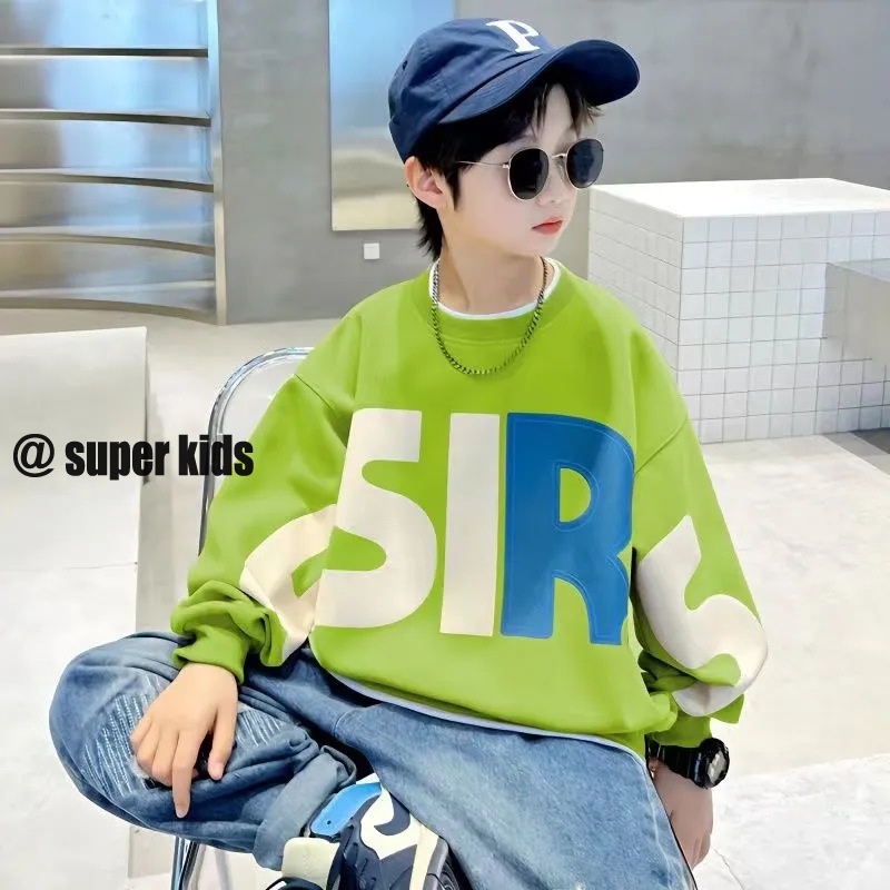 SUPER KIDS Áo Nỉ Dài Tay Phong Cách Hàn Quốc Năng Động Dành Cho Bé Trai