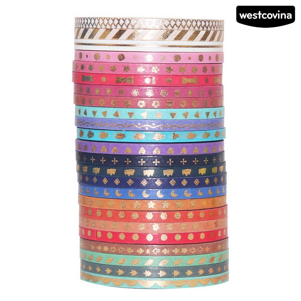 [WSTN]✎Set 24 Cuộn Băng Dính Washi Hình Ngôi Sao / Trái Tim / Mặt Trăng