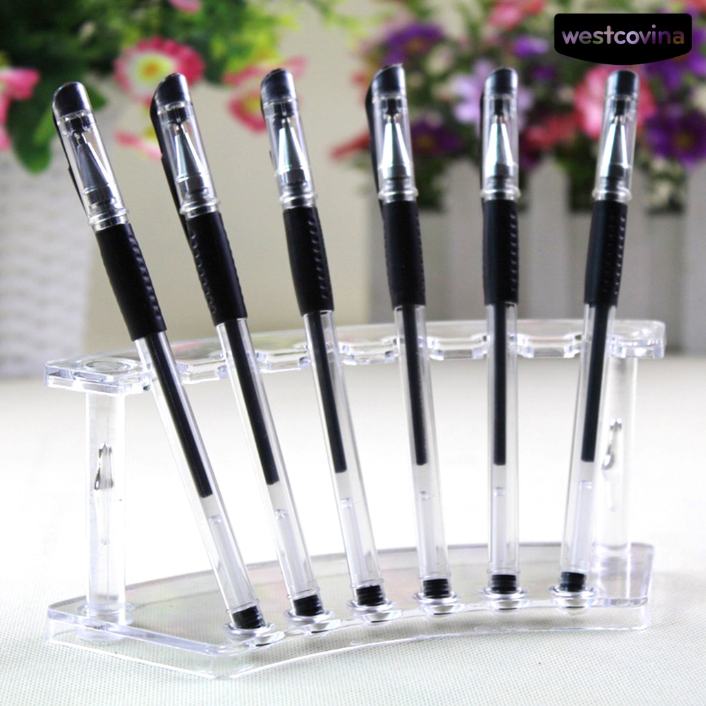 [WSTN]✎Giá Đỡ Bút / Cọ Trang Điểm 6 Vị Trí Trong Suốt Đa Năng Ổn Định