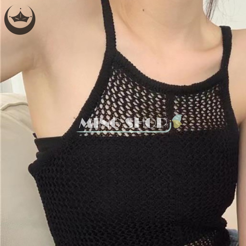 Áo Croptop Hai Dây Co Giãn Ôm Dáng Gợi Cảm Dễ Thương Cho Nữ