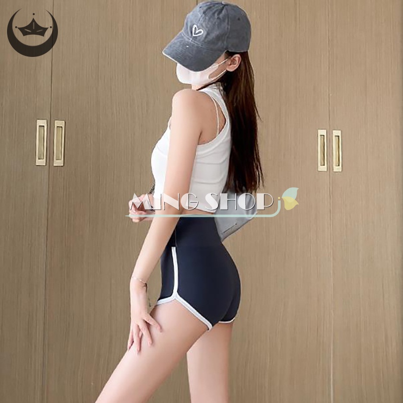 Ming Quần Short Lưng Cao Bó Hông Tập Yoga Mùa Hè Cho Nữ