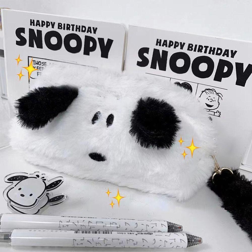 PEWANY Túi Đựng Bút Bằng Lông Nhung Sức Chứa Lớn Họa Tiết Hoạt Hình Snoopy Phong Cách Hàn Quốc