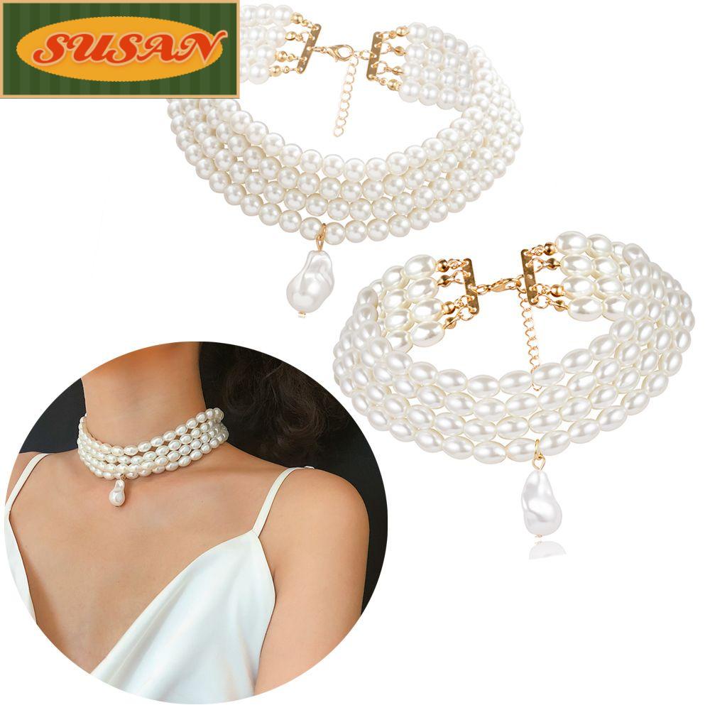 SUSANS Vòng Cổ Đính Ngọc Trai Nhân Tạo Thời Trang Dành Cho Nữ