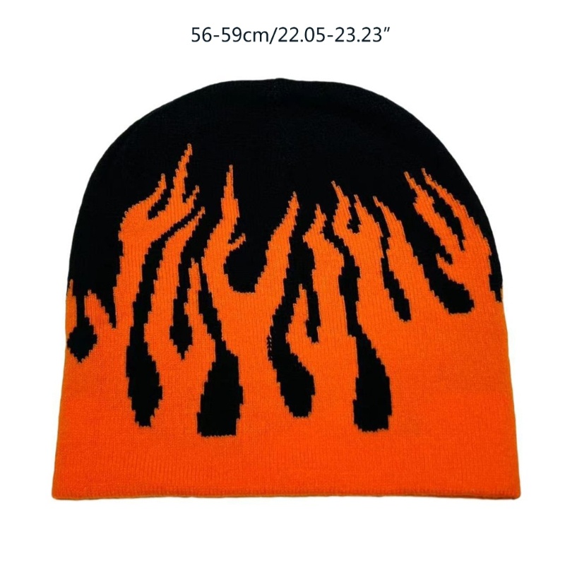 Mũ Len Chống Gió In Họa Tiết Ngọn Lửa Thời Trang Mùa Đông Cho Tuổi Teen