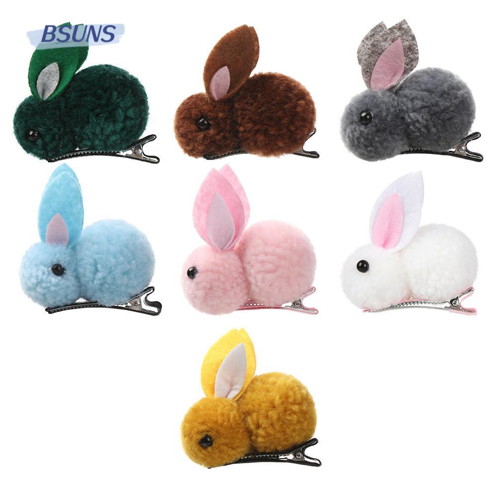 BSUNS Dây Cột Tóc Cao Su Đính Bóng Lông Thỏ Dễ Thương Cho Bé Gái