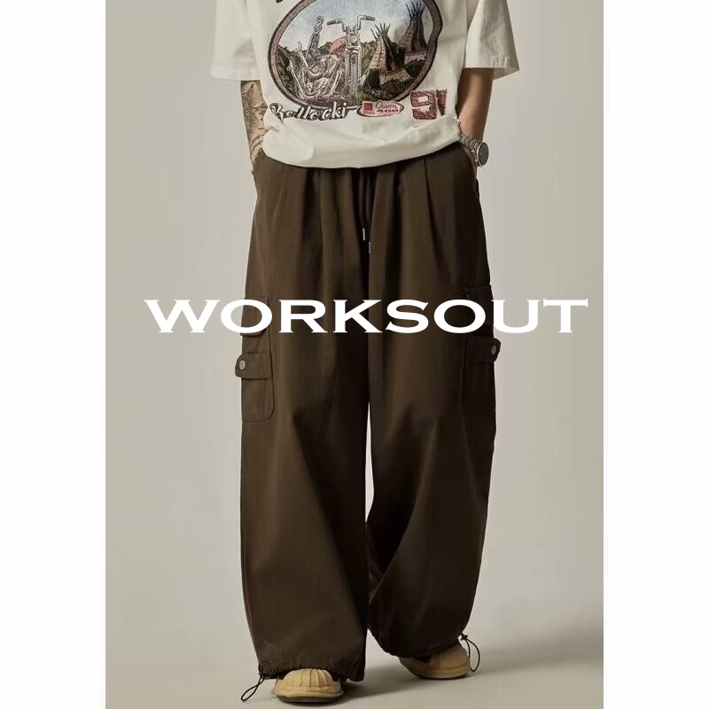 WORKSOUT Quần Túi Hộp quần nam ống rộng quần 2023 NEW WS070621