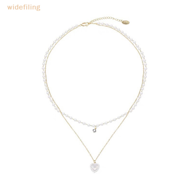 Vòng Cổ Choker Hai Lớp Mặt Hình Trái Tim Đính Ngọc Trai Kpop Dễ Thương Thời Trang Cho Nữ