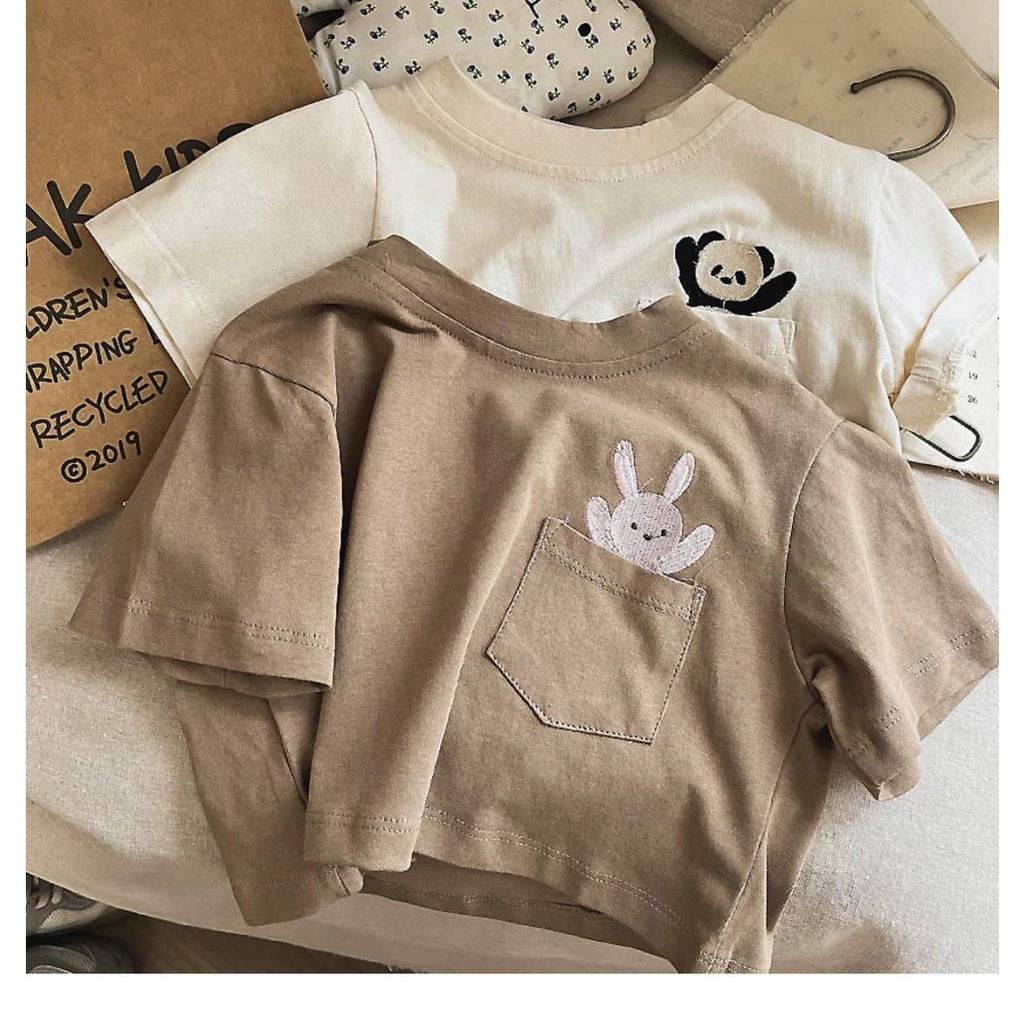 Áo Thun Mỏng Tay Ngắn Dáng Rộng Thêu Họa Tiết Hoạt Hình Phong Cách Hàn Quốc Thời Trang Mùa Hè Cho Bé Trai Và Gái