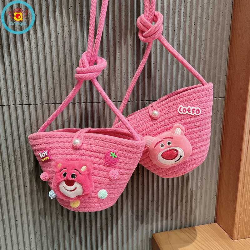 Iq Túi Đeo Chéo cotton Dệt Hình Trái Cây Gấu Hoạt Hình Ba Chiều Phối Khóa Ngọc Trai Thời Trang Xu Hướng Ngọt Ngào Cho Trẻ Em