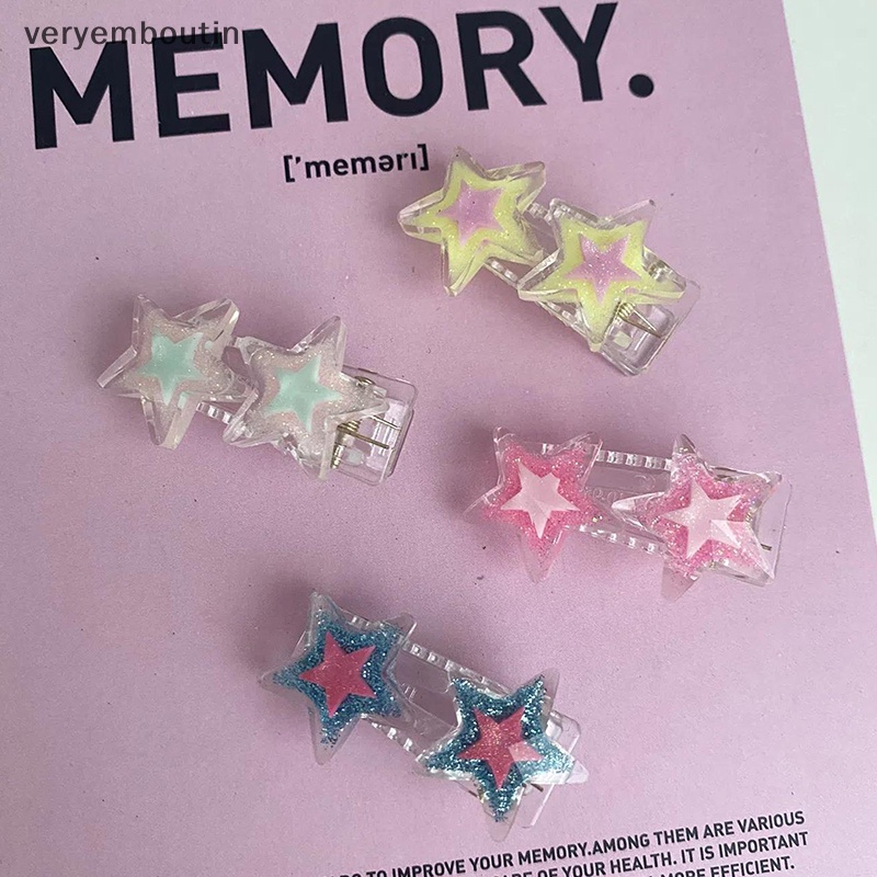1 Kẹp Tóc Hình Ngôi Sao Năm Cánh Nhiều Màu Sắc Ngọt Ngào Y2K Cho Bé Gái