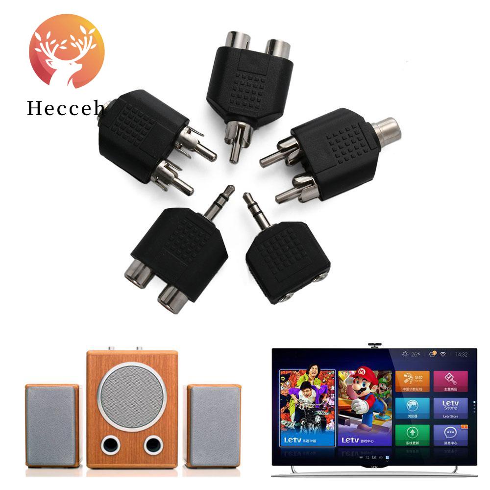 HECCEH Set 2 Đầu Nối Chia Cổng Âm Thanh Hình Chữ Y Màu Đen Chuyên Dụng