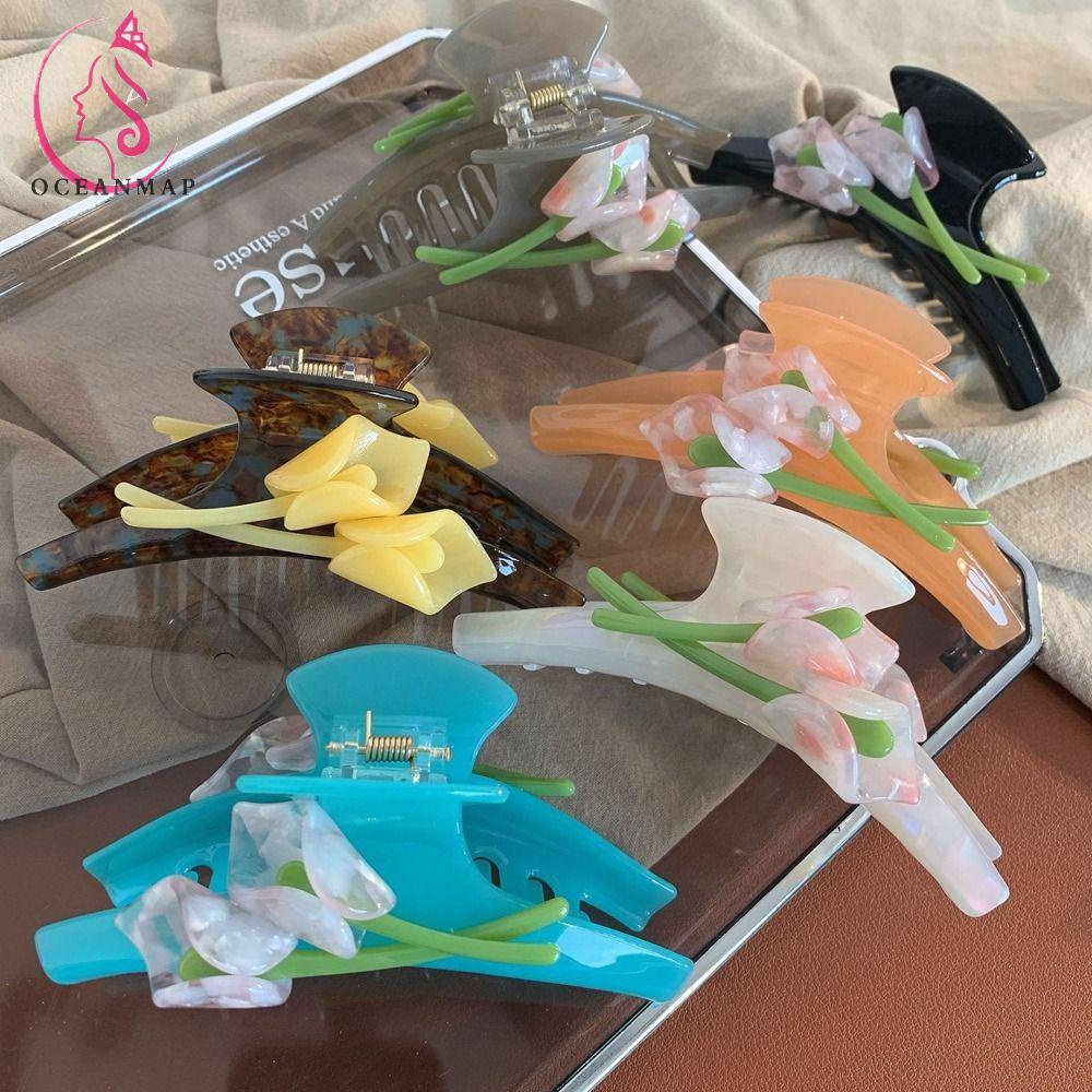 OCEANMAP Kẹp Tóc Hình Hoa Sen / Cá Mập Dễ Thương Cho Nữ